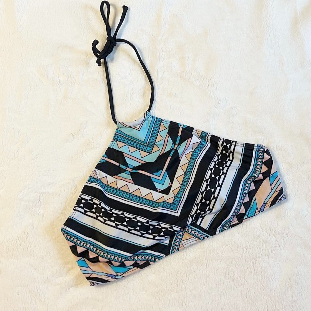 Tribal Print Halter Strappy Swim Top - Small